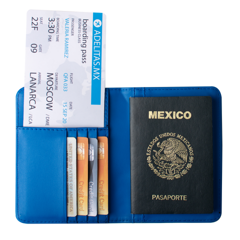 Porta Pasaporte Azul Zafiro Vibora