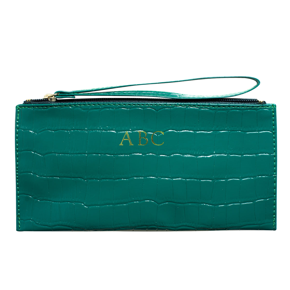 Drilo Forest Green Patent Leather Wristlet Bag 