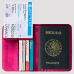 Porta Pasaporte Rosa Metálico