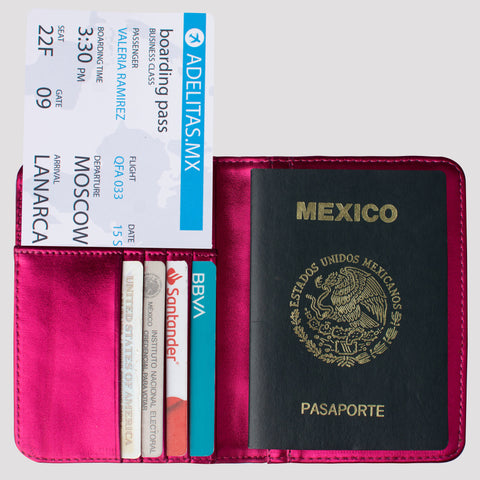 Metallic Pink Passport Holder 