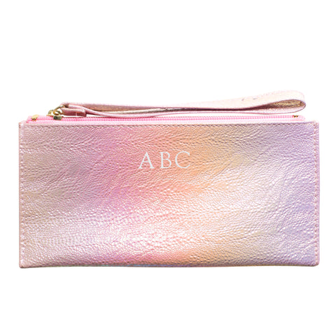 Pink Iridescent Wristlet Bag 