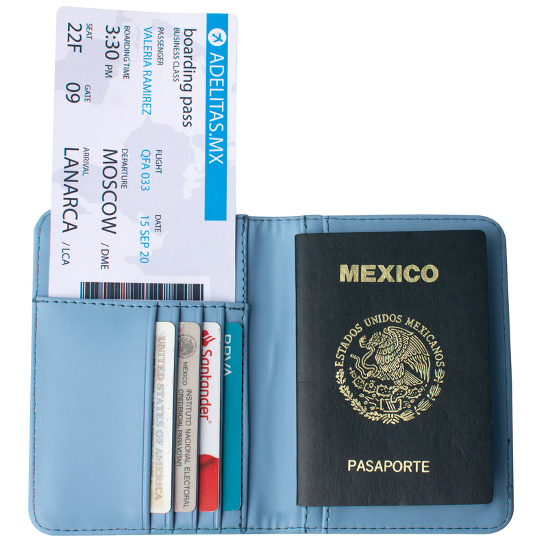 Porta Pasaporte Azul Pastel Vibora