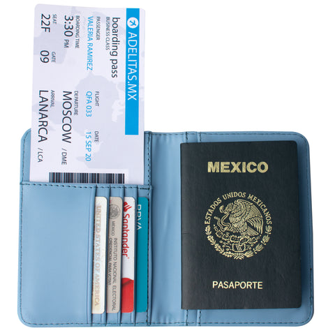 Porta Pasaporte Azul Pastel Vibora